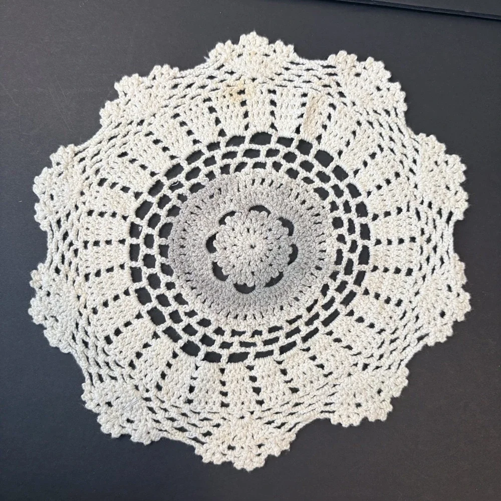 Vintage (6) Handmade Crochet Embroidered Doilies Floral Colorful Round Dresser